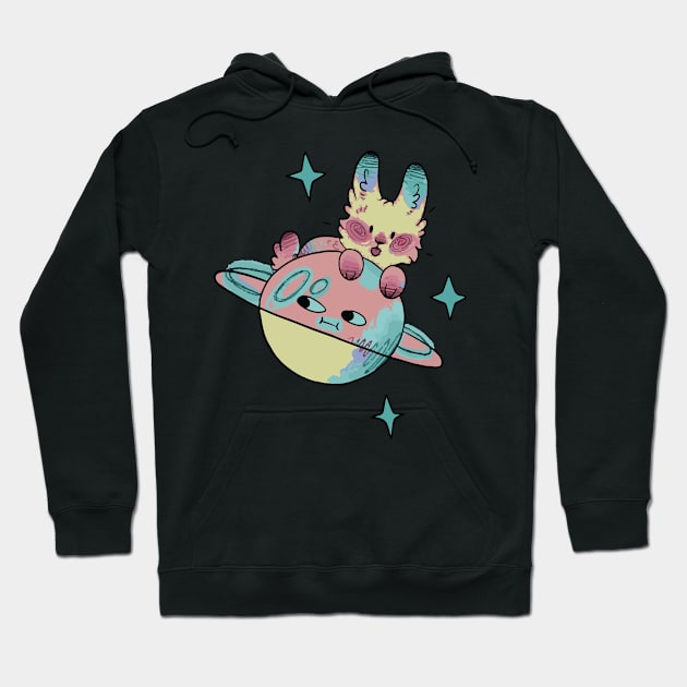 bunny with moon and stars Hoodie by lazykitty